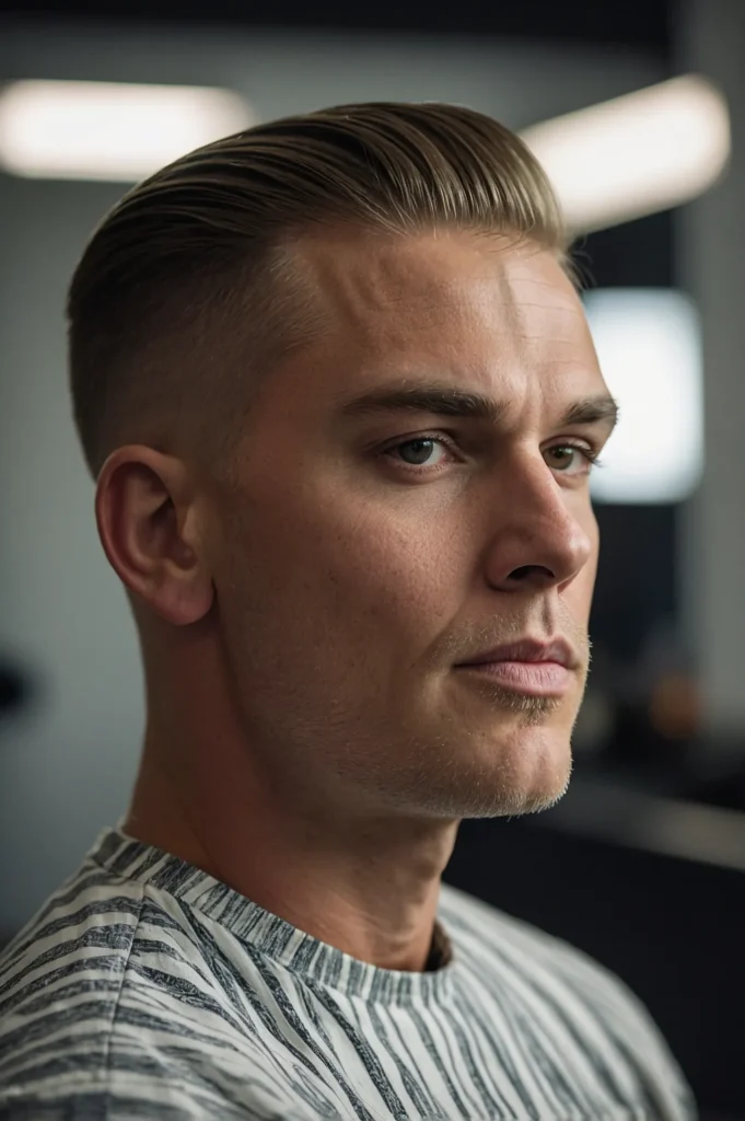 SideSwept Crew CutWhite man with longer top b