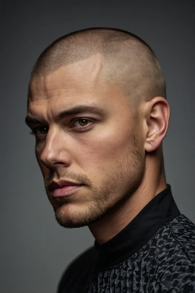 Skin Fade Buzz CutAmerican white man with a b