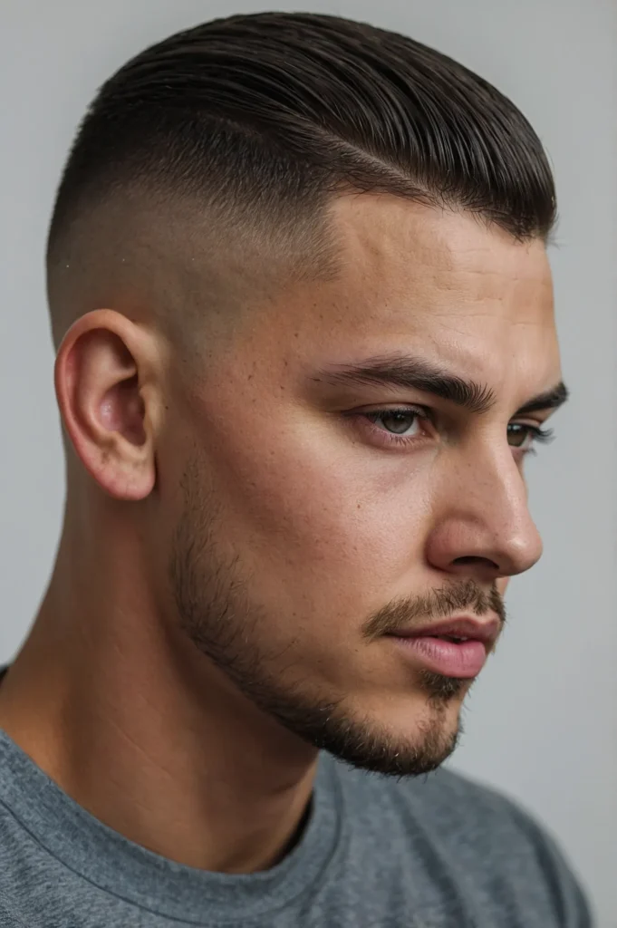 Skin Fade Crew CutWhite man with sharp skin f
