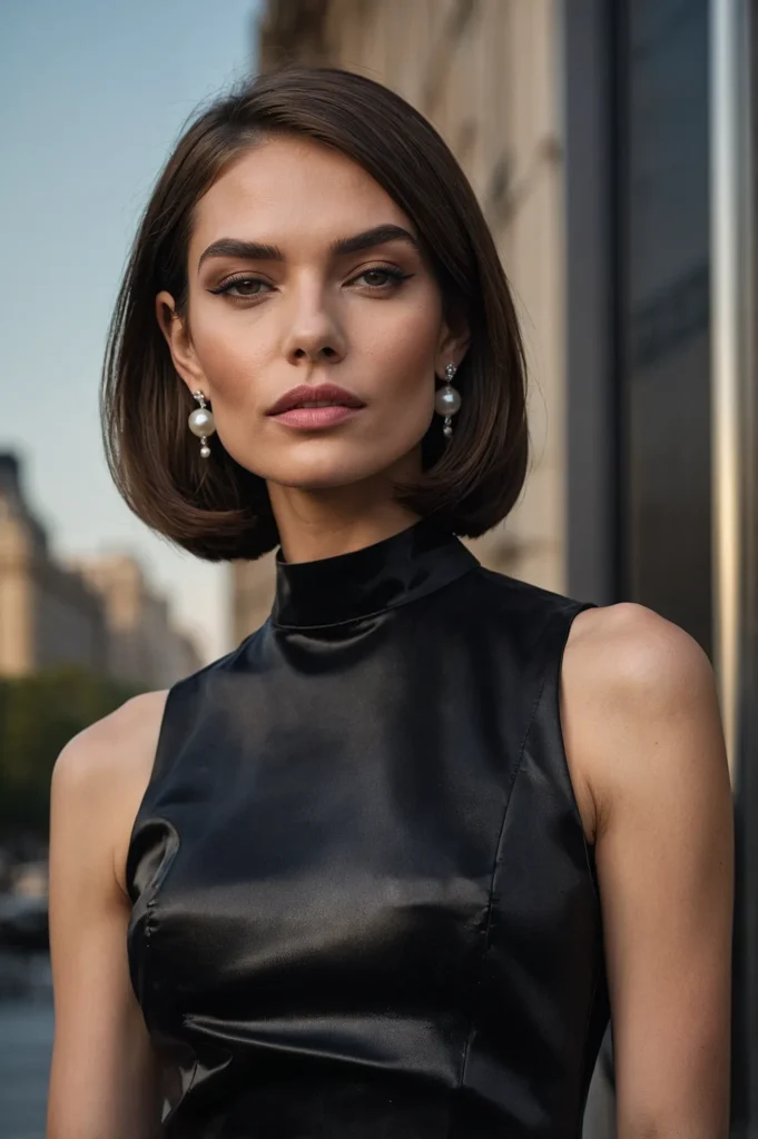 Sleek French BobGlossy ultrasmooth bob with r