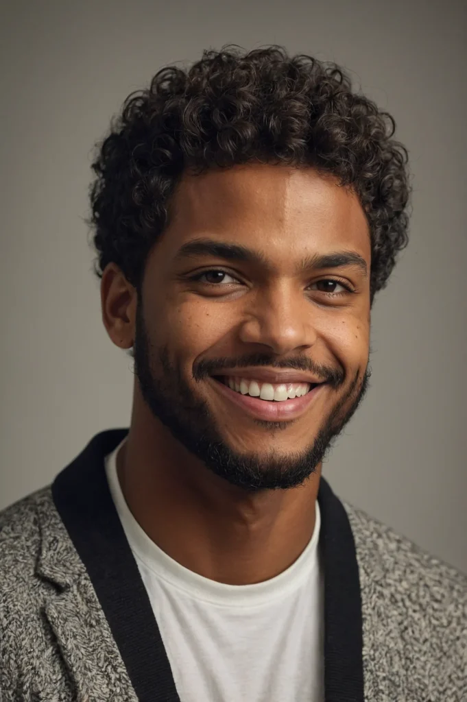 Soft Curly PixieA Black man with sponge curls