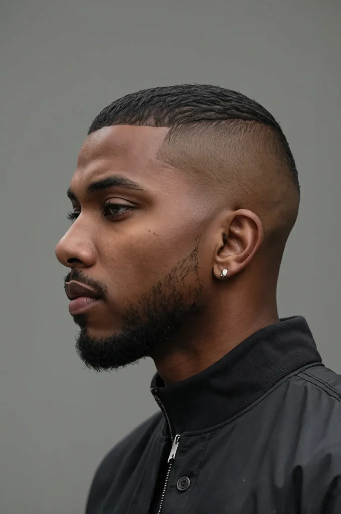 Taper Fade Buzz CutBlack American man with a