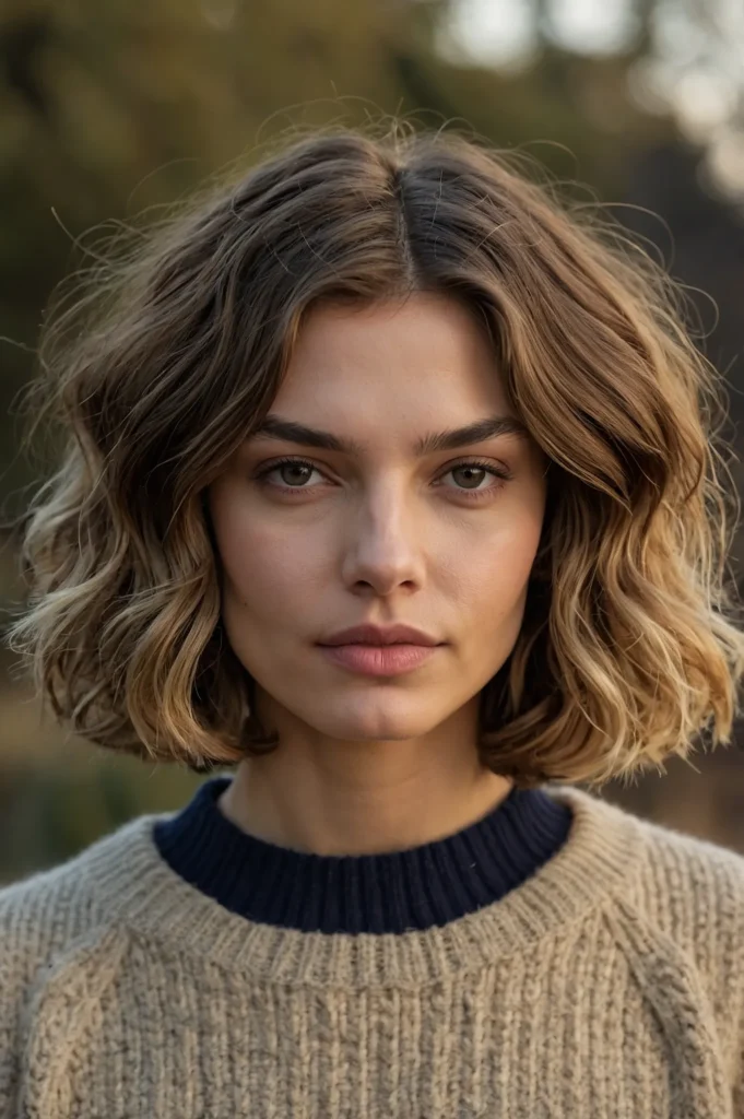 Textured Wavy French BobJawlength bob with so