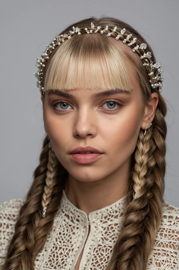 Tiny braids forming a delicate crown across t