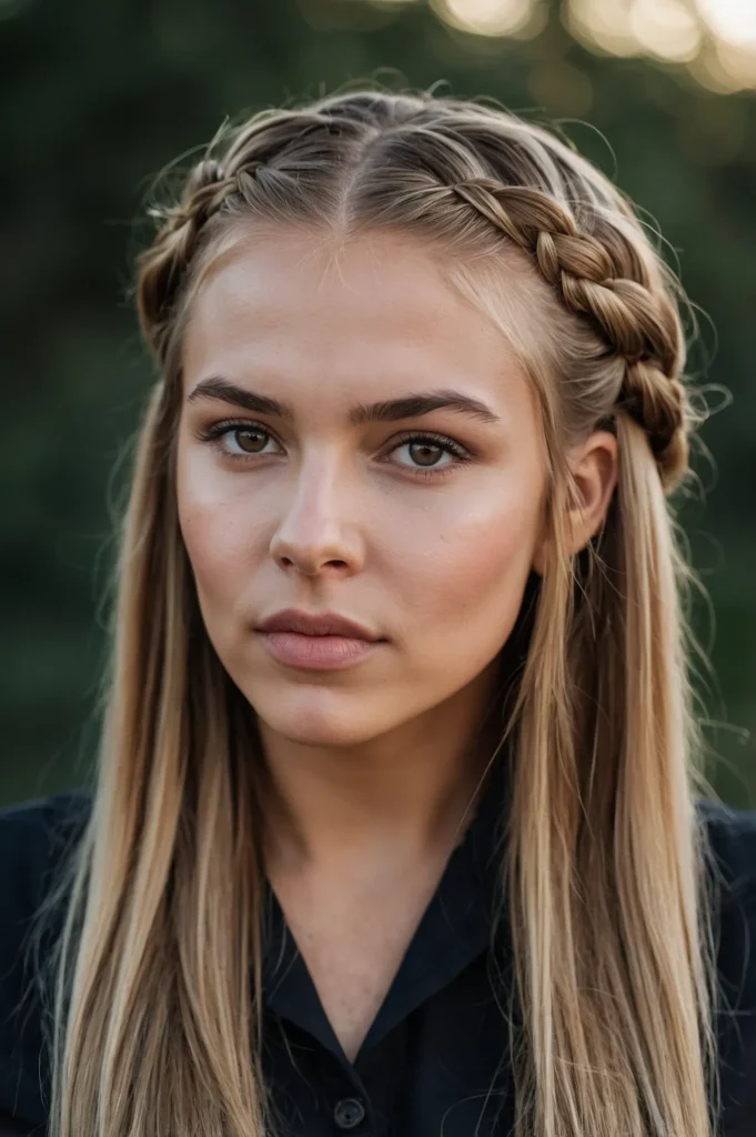 Two tight French or Dutch braids starting fro