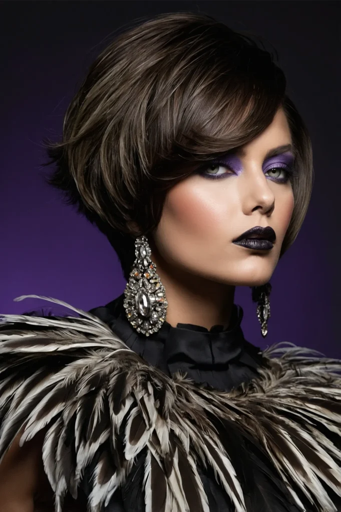 Voluminous Feathered Bob with LayersThick fea
