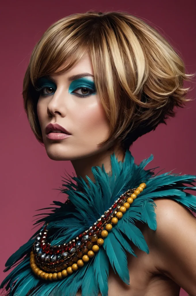 Voluminous Feathered Bob with LayersThick fea