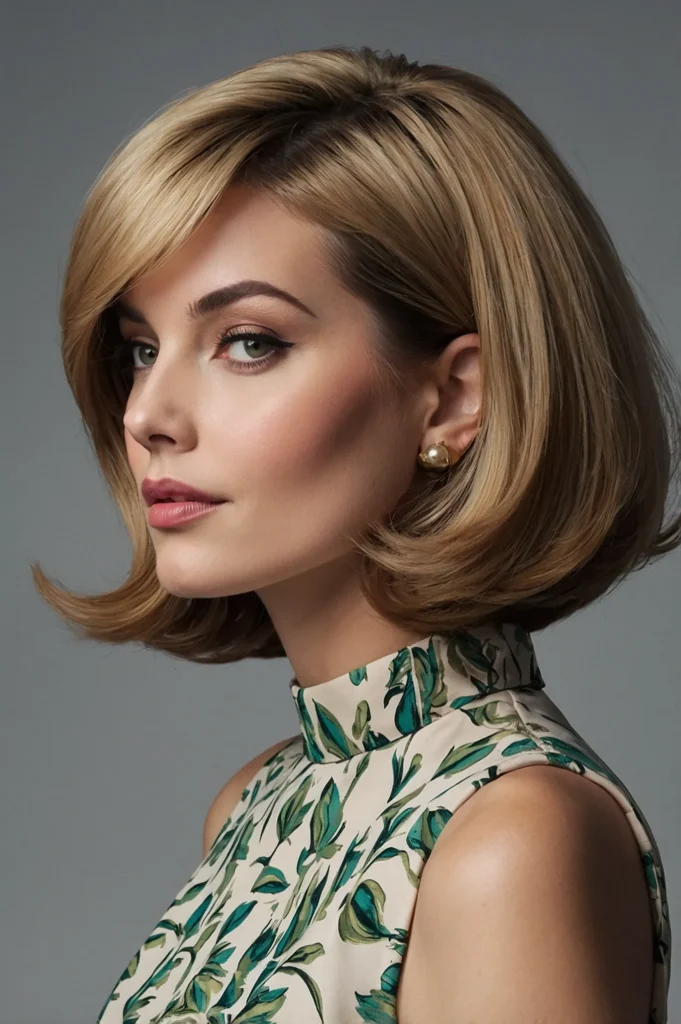 Voluminous French BobLifted roots and curved