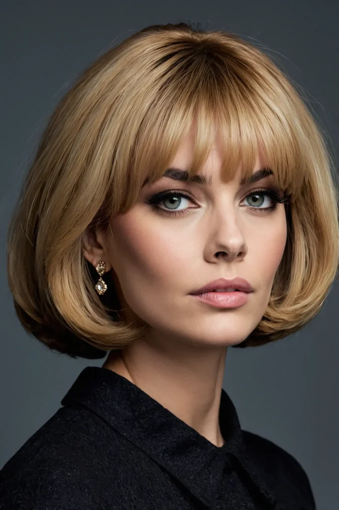Voluminous French BobLifted roots and curved