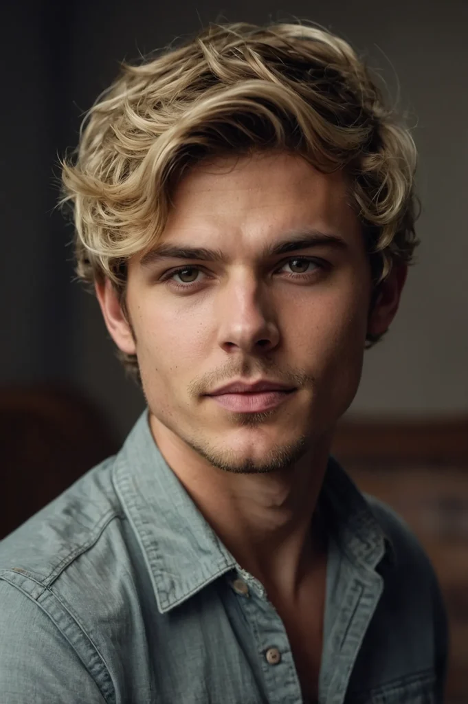 Wavy Pixie CutWavyhaired white man with a mid