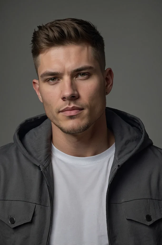 White American man with wolf cut and midfade ()