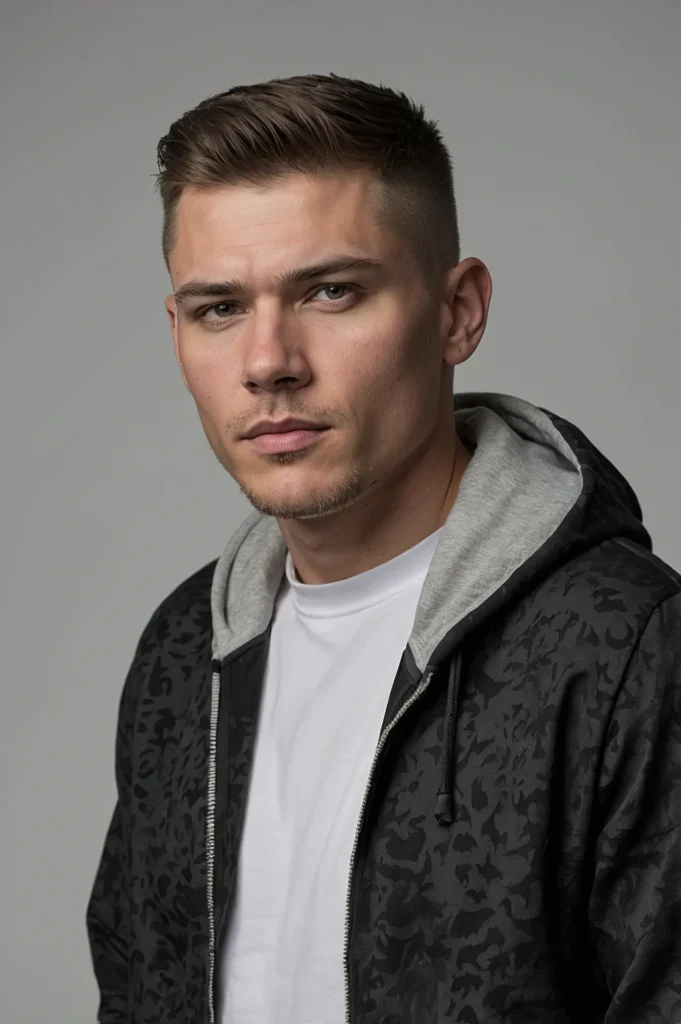 White American man with wolf cut and midfade
