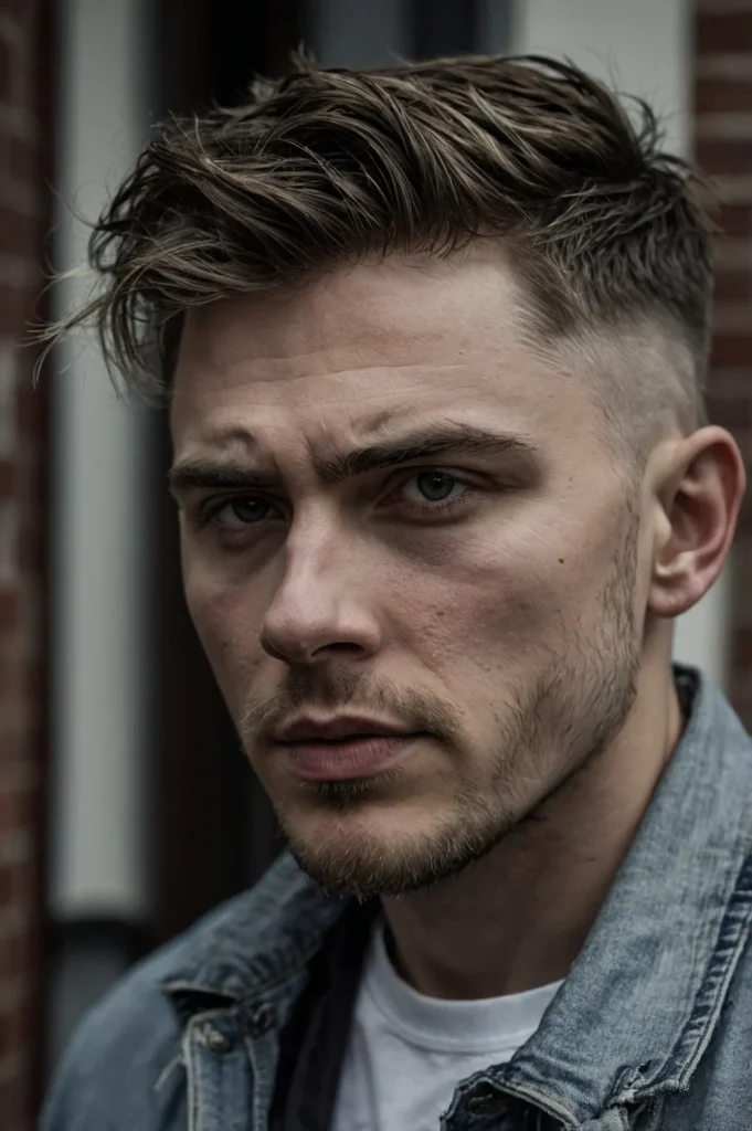 White male with disconnected wolf cut heavy