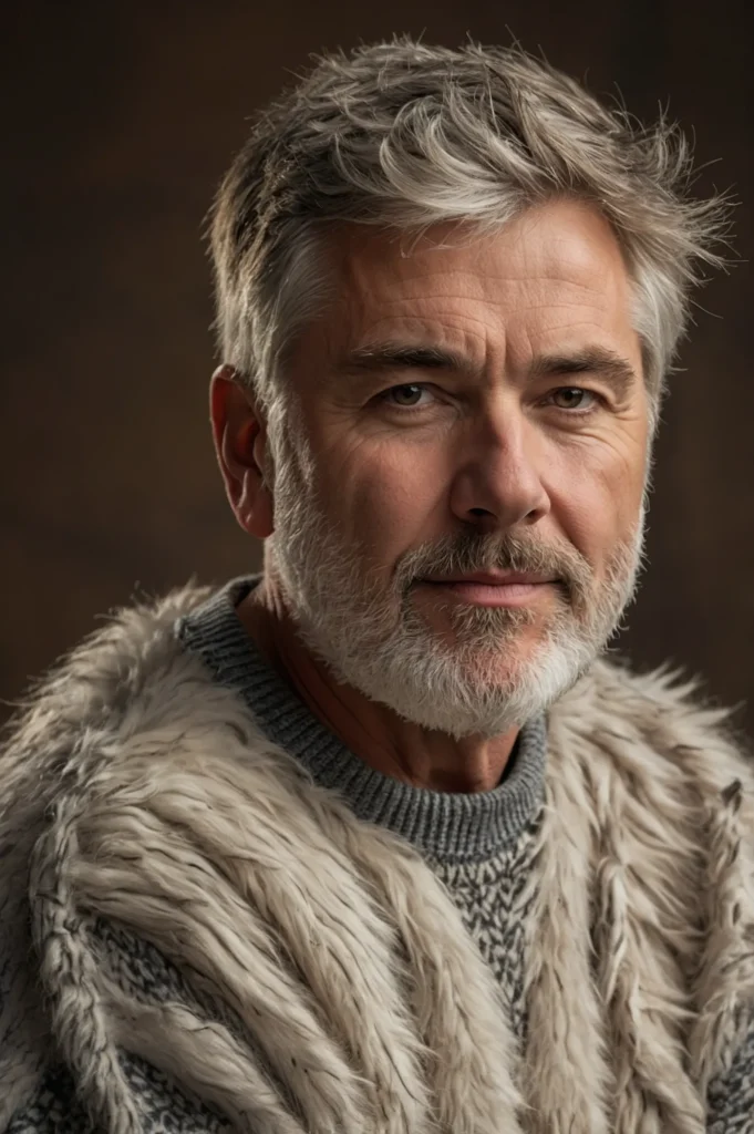 White man with fluffy wolf cut blowdried vol