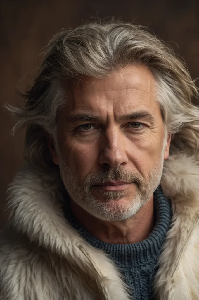 White man with fluffy wolf cut blowdried vol
