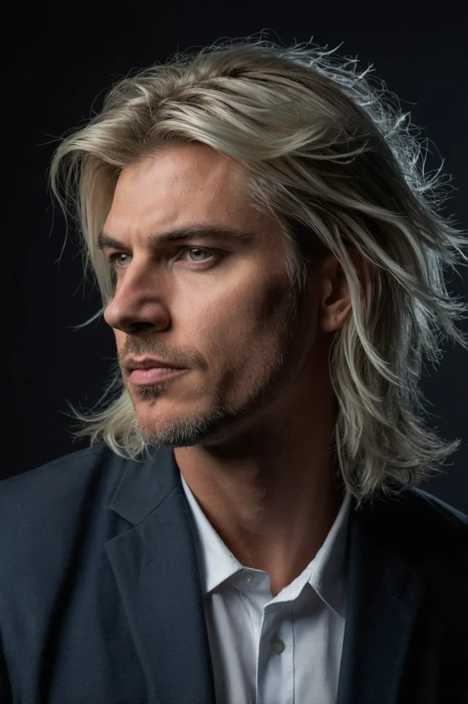 White man with mulletstyle wolf cut short la