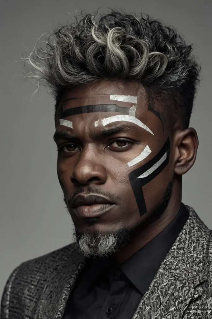 Wolf Cut with Sharp LineUpA Black man with a