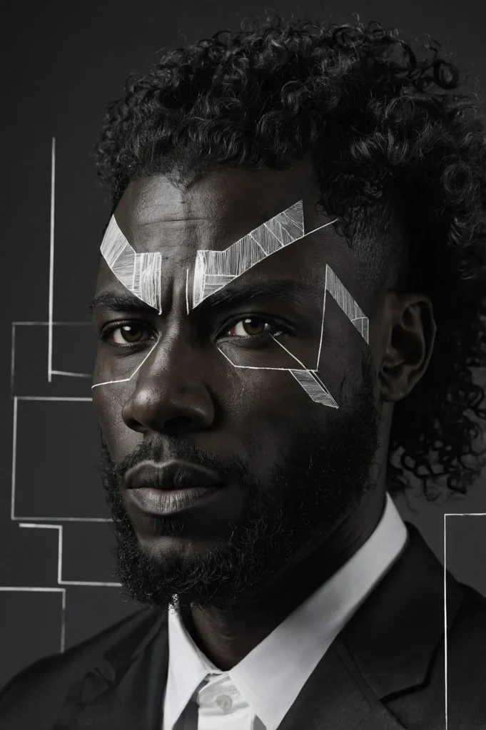 Wolf Cut with Sharp LineUpA Black man with a ()