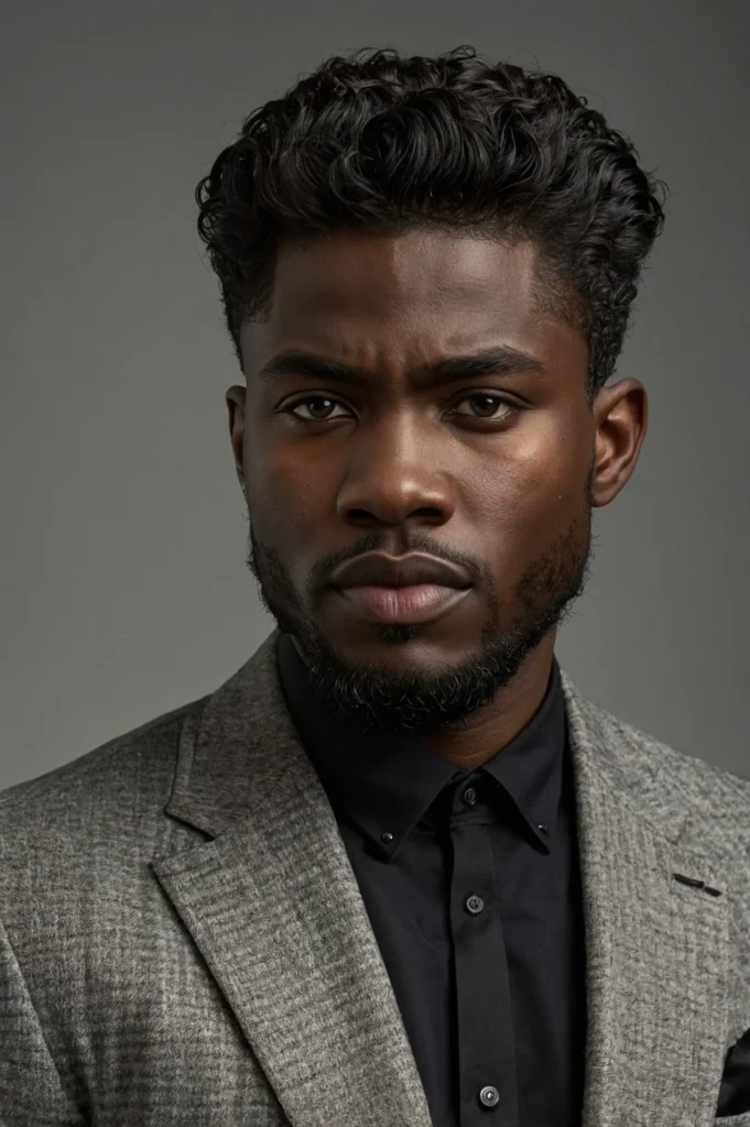 Wolf Cut with Tapered NecklineA Black man wit