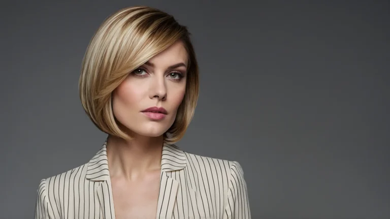 Leonardo Kino XL White woman with sharp angled blonde bob chun