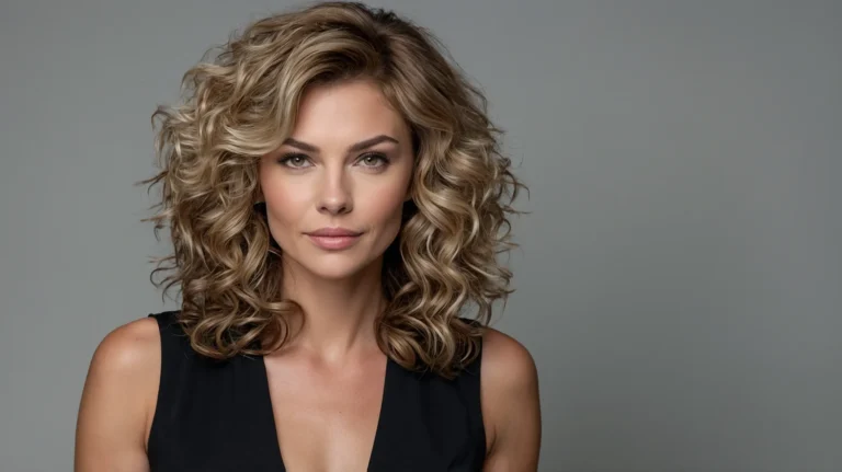 Leonardo Kino XL White woman with stylish curly wolf cut midle