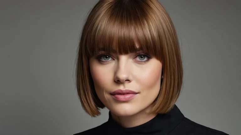 Leonardo Kino XL White woman with trendy bottleneck bangs hair