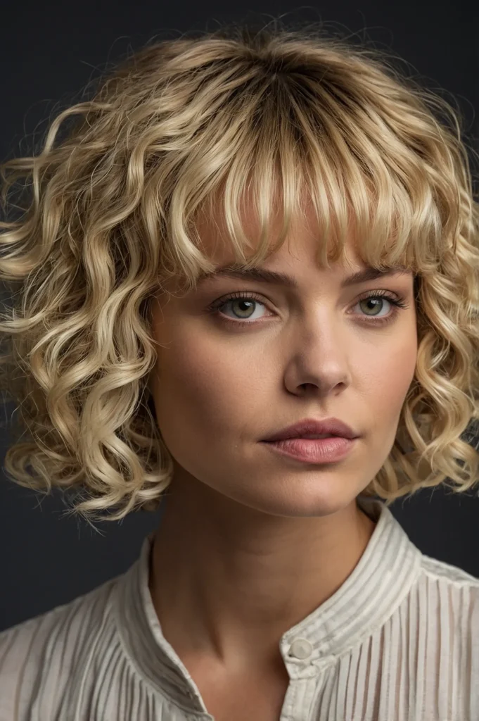 Curly Crop with CurtainStyle or Wispy BangsW