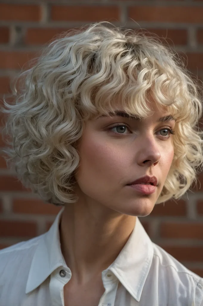 Curly French Bob Rounded Bob with Curly Frin