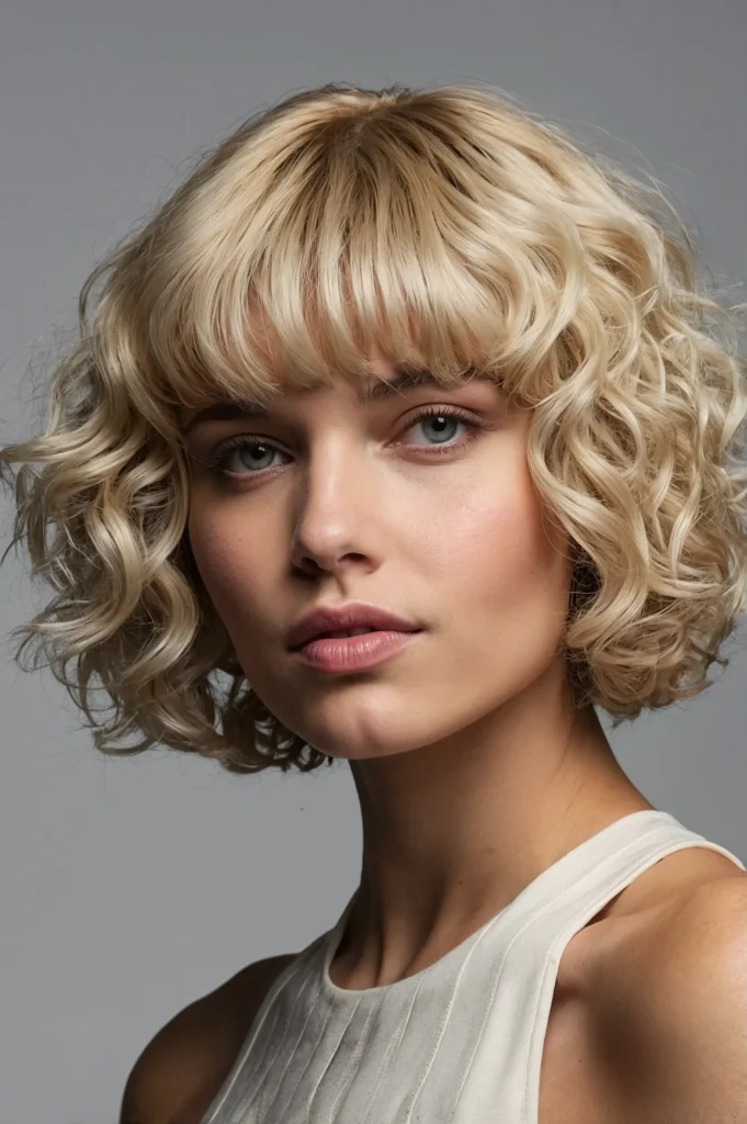 Curly French Bob Rounded Bob with Curly Frin