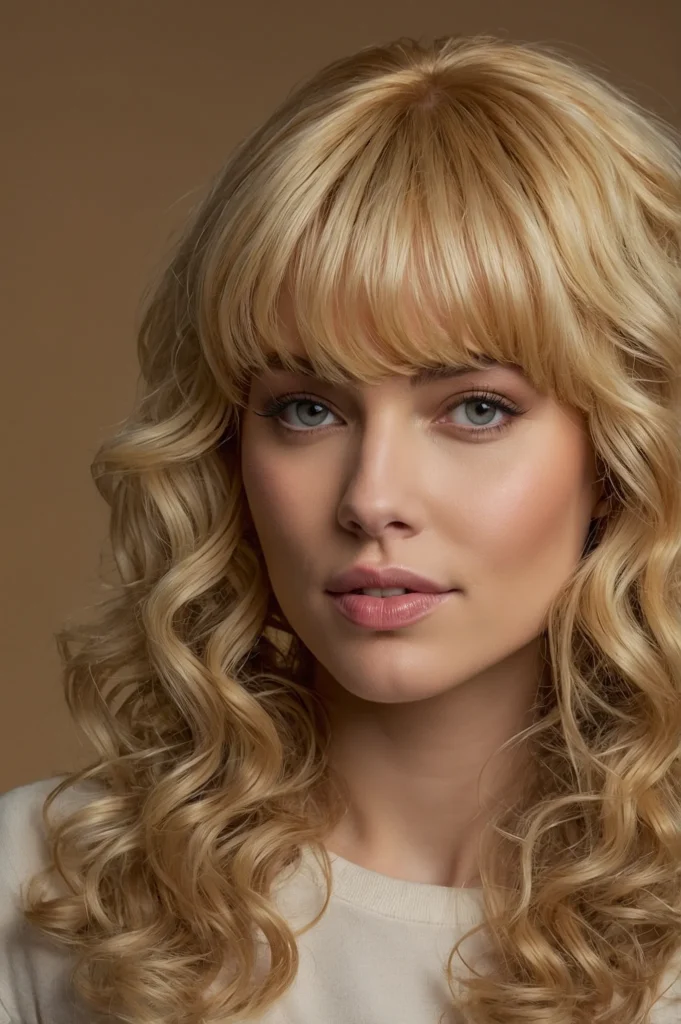 Curly Blonde Wig With Curly BangsUltrareali
