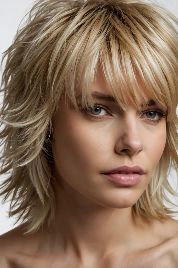 Blonde Shag With Feathered BangsUltrarealisti