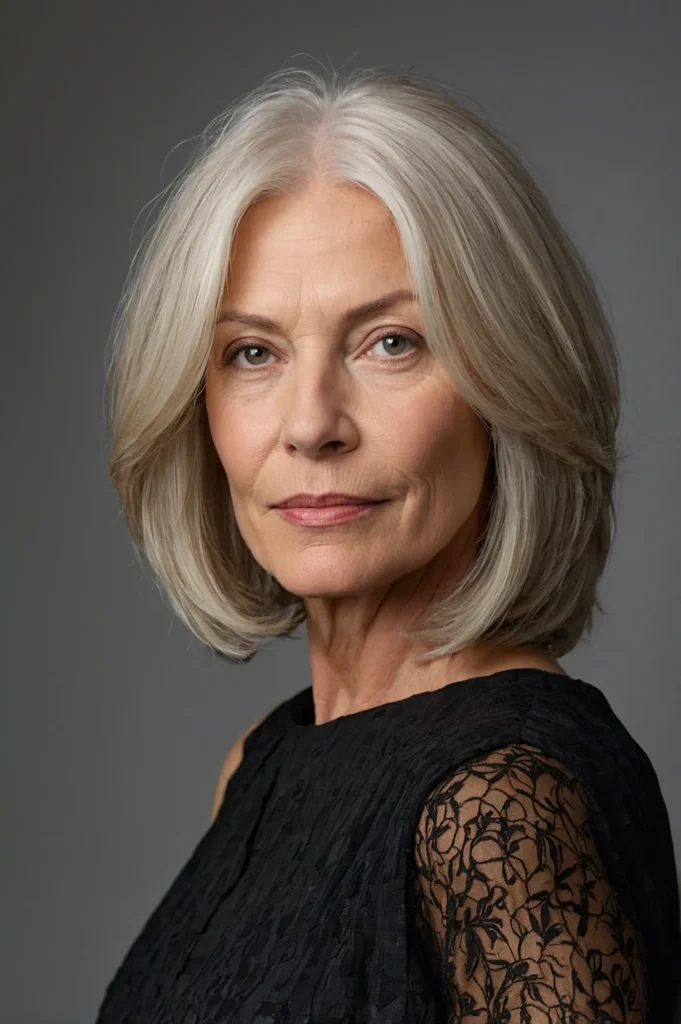 Layered Lob Long BobUltrarealistic white woma