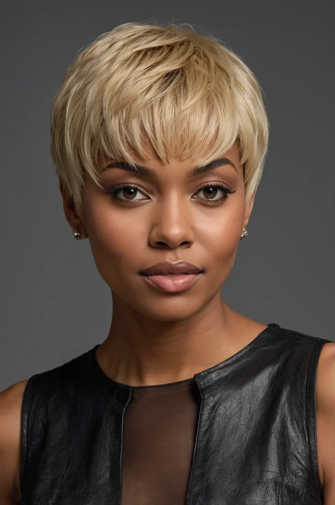 Short Blonde Pixie Wig With Choppy BangsUltra