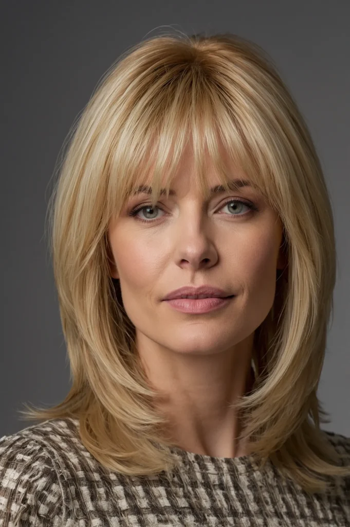 ShoulderLength Layered Blonde Wig With Wispy