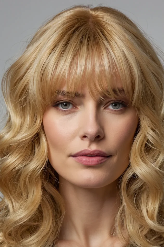 Wavy Blonde BeachWave Wig With Soft BangsUltr