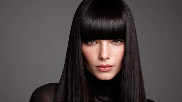 white woman with long sleek hair full