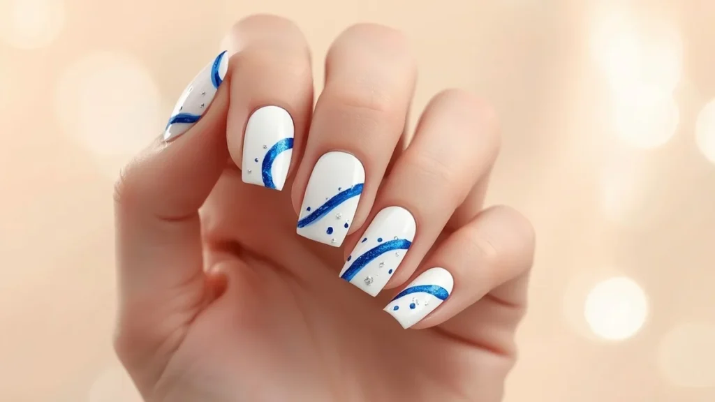 Glossy White Nails