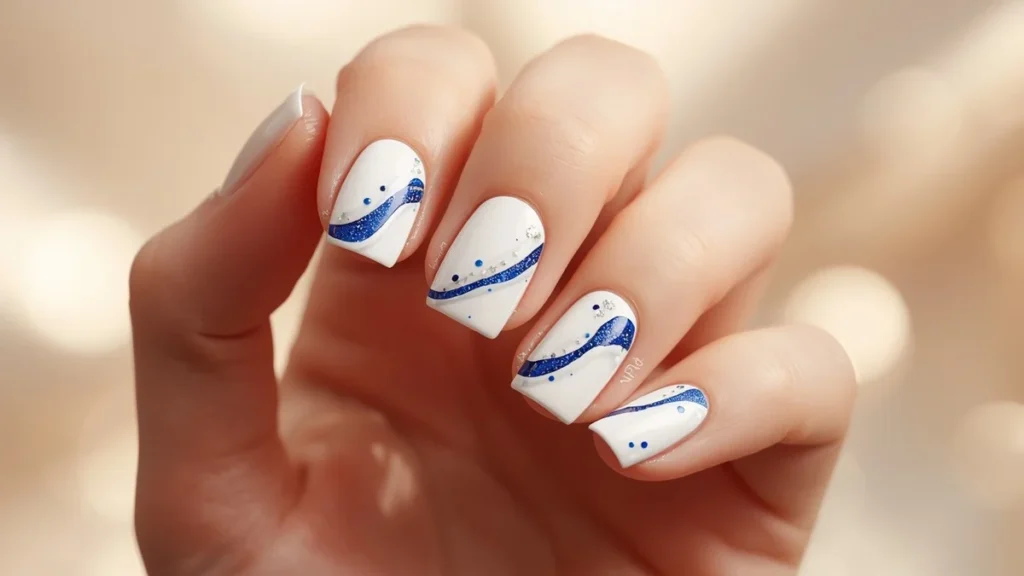 Glossy White Nails