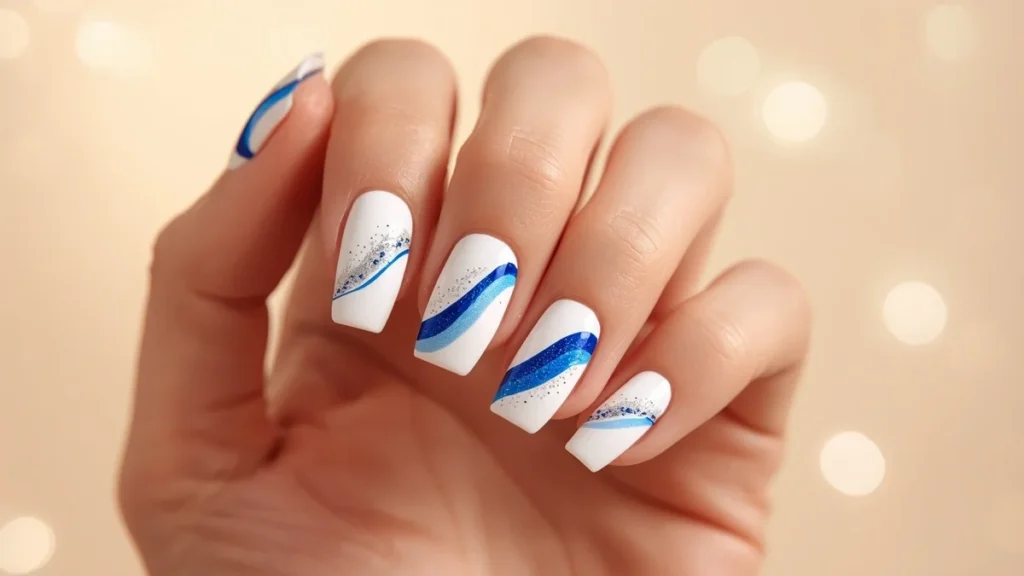 Glossy White Nails