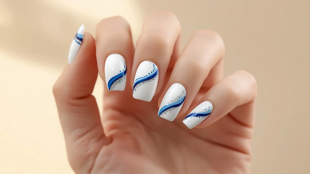 Glossy White Nails
