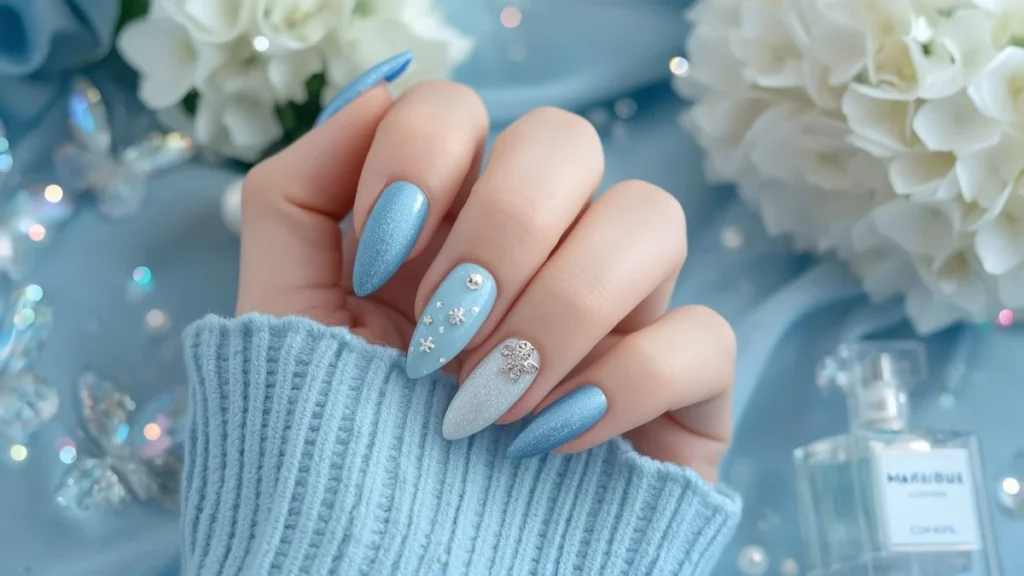 Sparkly Blue Nails
