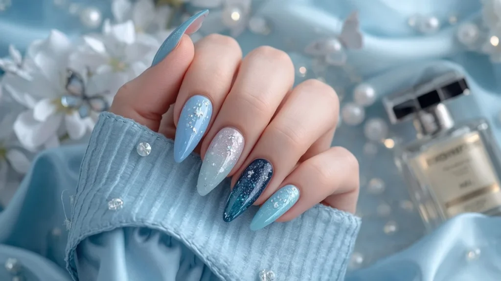 Sparkly Blue Nails